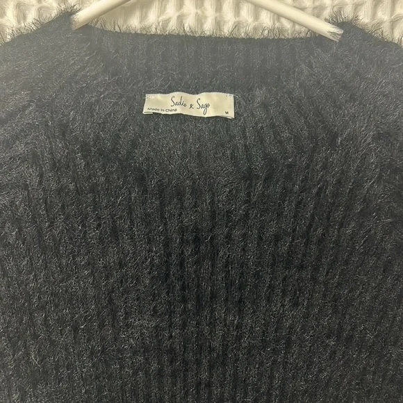 NWOT Sadie & Sage Rudy Ribbed Short Sleeve Sweater Black Medium - Picture 8 of 10